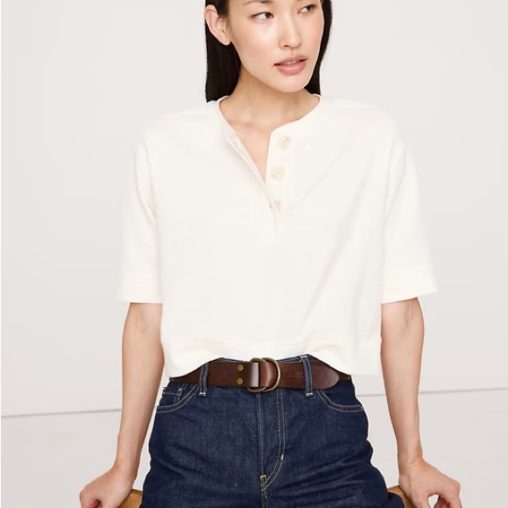 Banana Republic Cream Henley Top